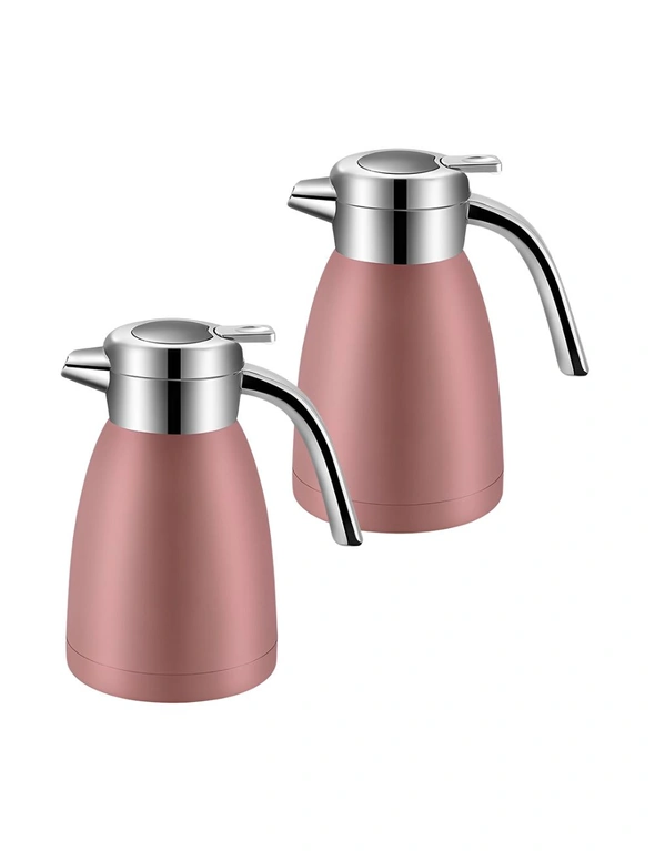 SOGA 2X 1.2L Stainless Steel Kettle Insulated Vacuum Flask Water Coffee Jug Thermal Pink, hi-res image number null