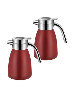 SOGA 2X 1.2LStainless Steel Kettle Insulated Vacuum Flask Water Coffee Jug Thermal Red