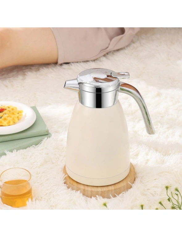 SOGA 1.8L Stainless Steel Kettle Insulated Vacuum Flask Water Coffee Jug Thermal White, hi-res image number null