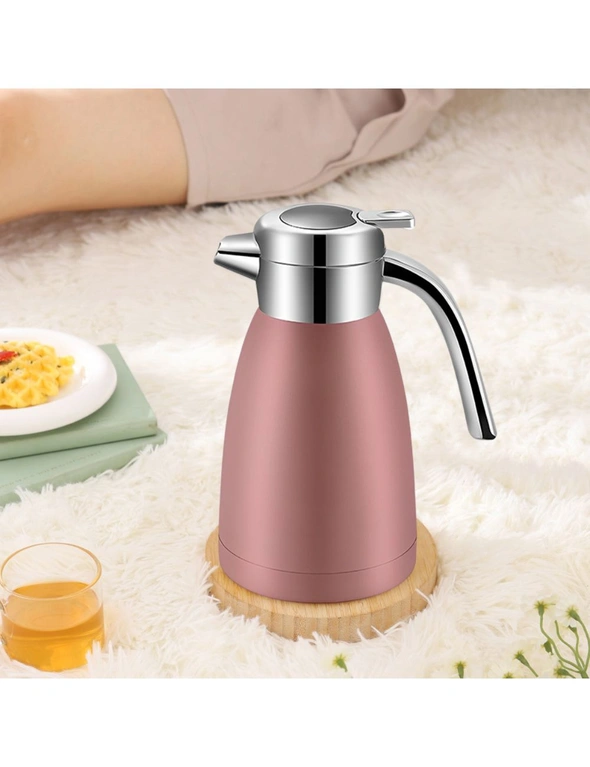 SOGA 2.2L Stainless Steel Kettle Insulated Vacuum Flask Water Coffee Jug Thermal Pink, hi-res image number null