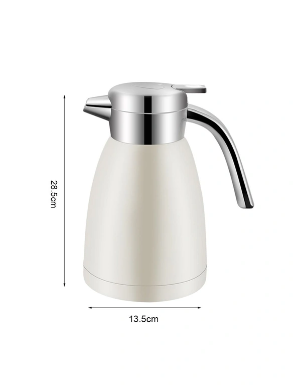 SOGA 2X 2.2L Stainless Steel Kettle Insulated Vacuum Flask Water Coffee Jug Thermal White, hi-res image number null