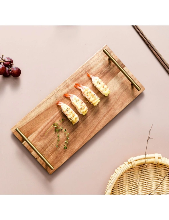 SOGA 2X 39cm Brown  Rectangle Wooden Acacia Food Serving Tray Charcuterie Board Home Decor, hi-res image number null