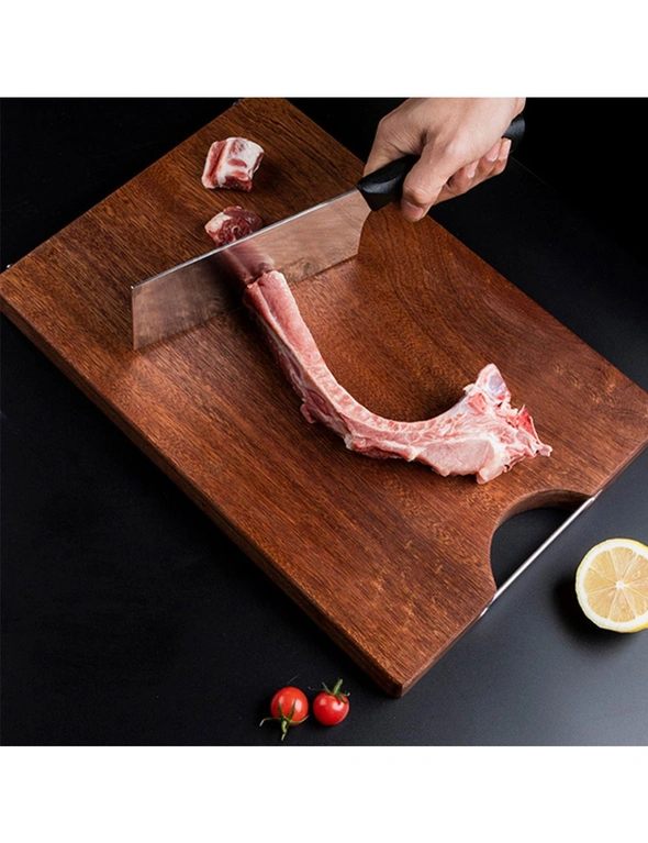 SOGA 26cm Rectangular Wooden Ebony Butcher Block Non-slip Chopping Food Serving Tray Charcuterie Board, hi-res image number null
