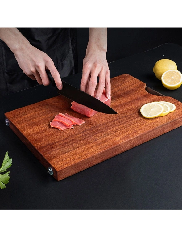 SOGA 48cm Rectangular Wooden Ebony Butcher Block Non-slip Chopping Food Serving Tray Charcuterie Board, hi-res image number null