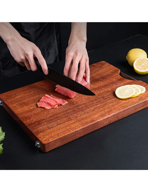 SOGA 2X 50cm Rectangular Wooden Ebony Butcher Block Non-slip Chopping Food Serving Tray Charcuterie Board, hi-res image number null