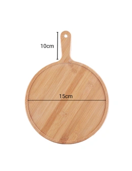 SOGA 2X 6inch Blonde Round Premium Wooden Serving Tray Board Paddle with Handle Home Decor