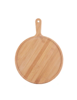 SOGA 7 inch Blonde Round Premium Wooden Serving Tray Board Paddle with Handle Home Decor