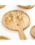SOGA 7 inch Blonde Round Premium Wooden Serving Tray Board Paddle with Handle Home Decor, hi-res