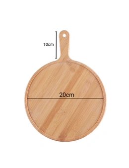 SOGA 2X 8 inch Blonde Roound Premium Wooden Serving Tray Board Paddle with Handle Home Decor