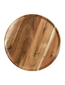 SOGA 20cm Brown Round Wooden Centerpiece Serving Tray Board Home Decor