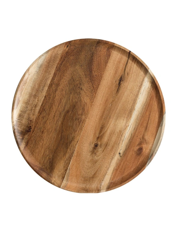 SOGA 20cm Brown Round Wooden Centerpiece Serving Tray Board Home Decor, hi-res image number null