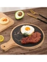 SOGA 30cm Black Circle Wooden Serving Tray Slate Steak Serving Platter Chopping Board Paddle Home Decor, hi-res