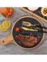 SOGA 30cm Black Circle Wooden Serving Tray Slate Steak Serving Platter Chopping Board Paddle Home Decor, hi-res