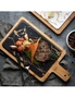 SOGA 33.5cm Black Square Wooden Serving Tray Slate Steak Serving Platter Chopping Board Paddle Home Decor, hi-res