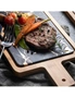 SOGA 2X 33.5cm Black Square Wooden Serving Tray Slate Steak Serving Platter Chopping Board Paddle Home Decor, hi-res