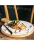 SOGA 30cm White Circle Wooden Serving Tray Slate Steak Serving Platter Chopping Board Paddle Home Decor, hi-res