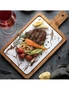 SOGA 33.5cm White Square Wooden Serving Tray Slate Steak Serving Platter Chopping Board Paddle Home Decor, hi-res