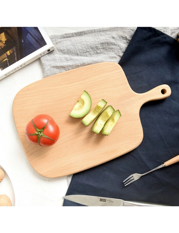 SOGA 2X 33cm Brown Rectangle Wooden Serving Tray Chopping Board Paddle with Handle Home Decor, hi-res image number null