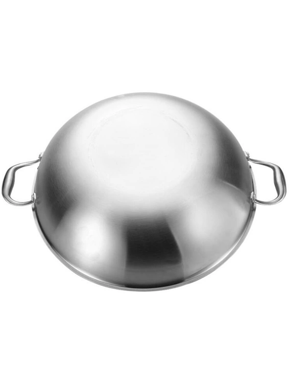 SOGA 3-Ply 38cm Stainless Steel Double Handle Wok Frying Fry Pan Skillet with Lid, hi-res image number null