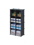 SOGA 4 Tier 8-Cube Black Portable Wardrobe Divide-Grid Modular Storage Organiser Foldable Closet, hi-res
