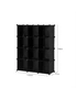 SOGA 4 Tier 12-Cube Black Portable Wardrobe Divide-Grid Modular Storage Organiser Foldable Closet, hi-res