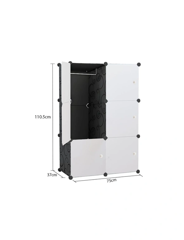 SOGA 3 Tier 6-Cube Portable Wardrobe Divide-Grid Modular Storage Organiser Foldable Closet, hi-res image number null