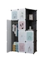 SOGA 10 Cubes Black Portable Wardrobe Divide-Grid Modular Storage Organiser Foldable Closet with Doors, hi-res