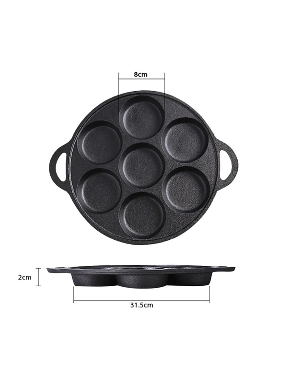 SOGA 31.5cm Cast Iron Non Stick 7 Hole Cavities Grill Mold, hi-res image number null