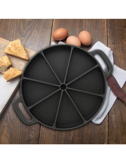 SOGA 21.5CM Round Cast Iron Baking Wedge Pan Cornbread Cake 8-Slice Baking Dish with Handle