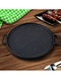 SOGA 30cm Round Cast Iron Ribbed BBQ Pan Skillet Steak Sizzle Platter with Handle, hi-res