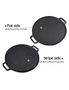 SOGA 30cm Round Cast Iron Ribbed BBQ Pan Skillet Steak Sizzle Platter with Handle, hi-res