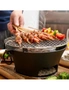 SOGA Small Cast Iron Round Stove Charcoal Table Net Grill Japanese Style BBQ Picnic Camping with Wooden Board, hi-res