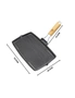 SOGA 20.5cm Rectangular Cast Iron Griddle Grill Frying Pan with Folding Wooden Handle, hi-res