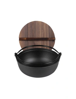 SOGA 29cm Cast Iron Hot Pot with Wood Lid