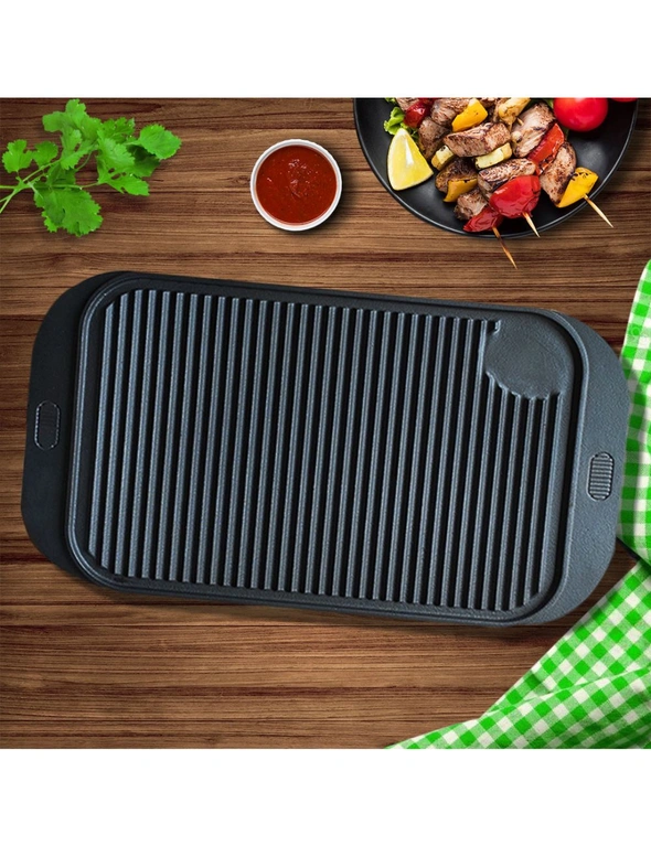 SOGA 47cm Cast Iron Nonstick Hot Plate Grill Pan, hi-res image number null