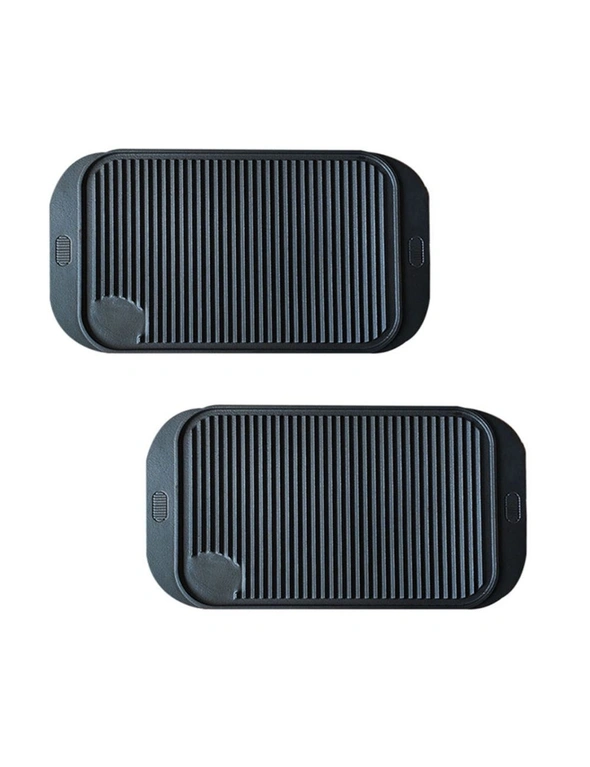 SOGA 47cm Cast Iron Nonstick Hot Plate Grill Pan 2pack, hi-res image number null