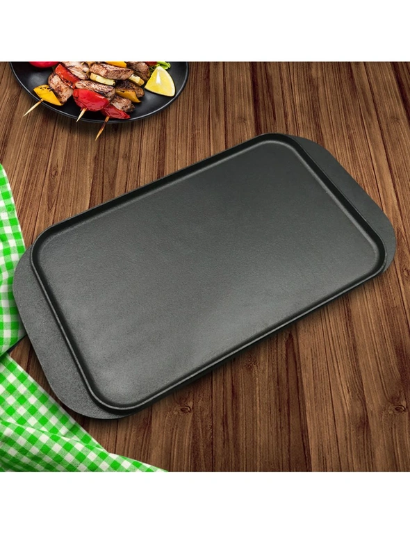 SOGA 47cm Cast Iron Nonstick Hot Plate Grill Pan 2pack, hi-res image number null