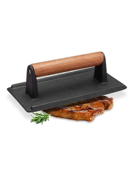 SOGA Cast Iron Press Grill BBQ with Wood Handle