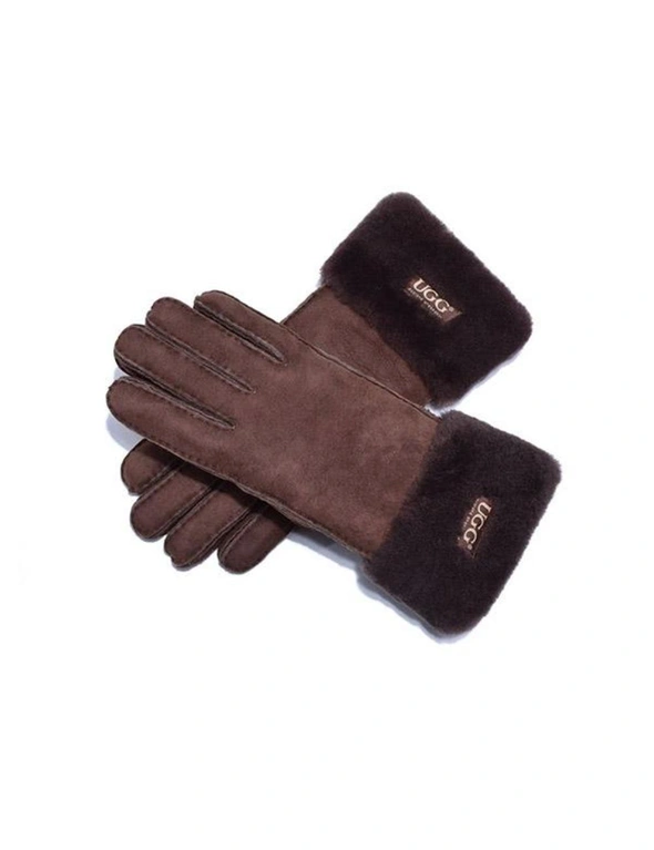 UGG 'Carly' Sheepskin Leather Suede Button Gloves Womens, hi-res image number null