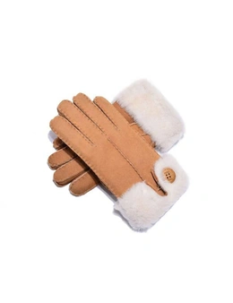 UGG 'Carly' Sheepskin Leather Suede Button Gloves Womens
