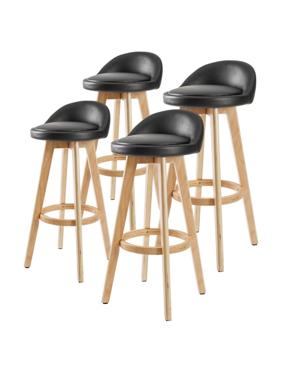 La Bella Oak Wood Bar Stool 72cm Leather 4 Pcs Rockmans