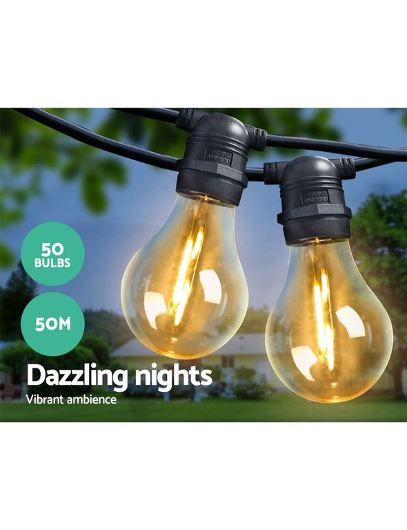 50M Led Festoon String Lights 50 Bulbs Kits A19, hi-res image number null