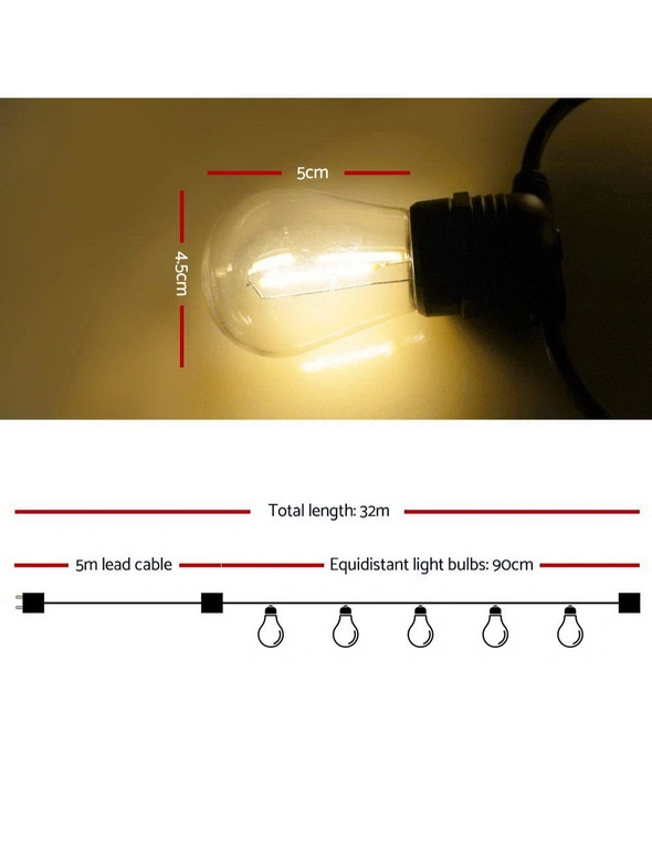32M Led Festoon String Lights 30 Bulbs Kits S14, hi-res image number null