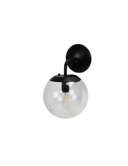 Newton Black And Clear Glass Wall Light