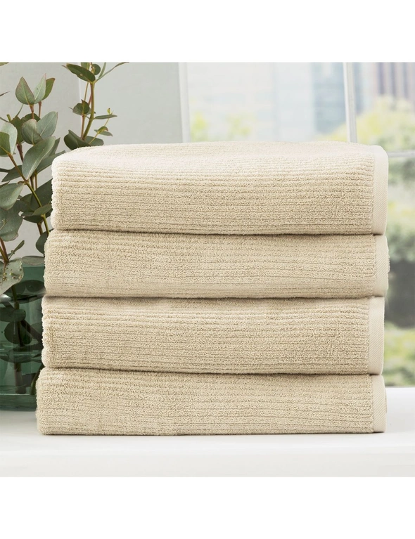 Renee Taylor Cobblestone 650 GSM Cotton Ribbed Towel Packs 4pc Bath Towel, hi-res image number null