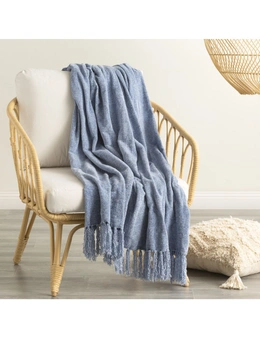 Renee Taylor Newland Polyester Chenille Throw French Blue