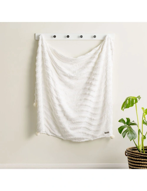 Renee Taylor Wave Cotton Chenille Vintage Washed Tufted Throw White, hi-res image number null