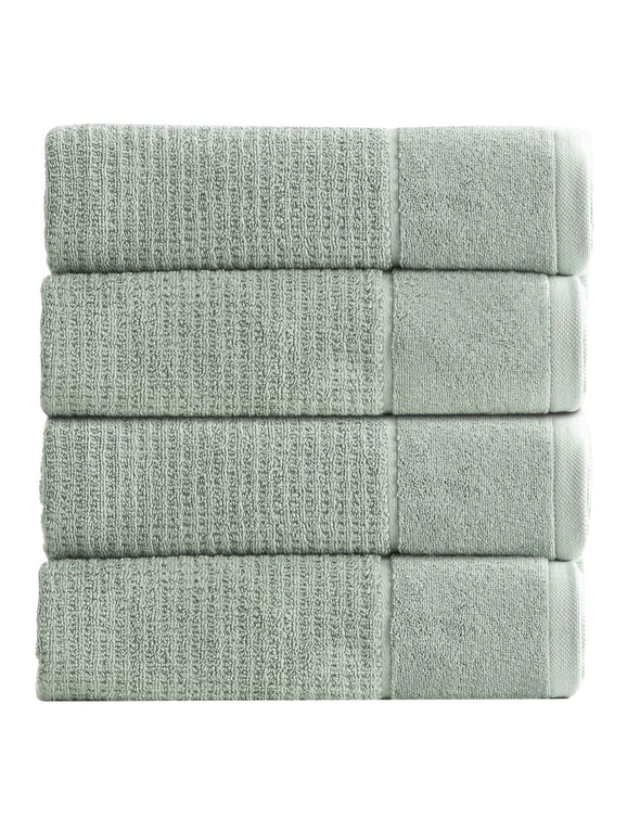 Renee Taylor Cambridge 650 GSM Textured 4 Pack Bath Towel Eucalyptus, hi-res image number null