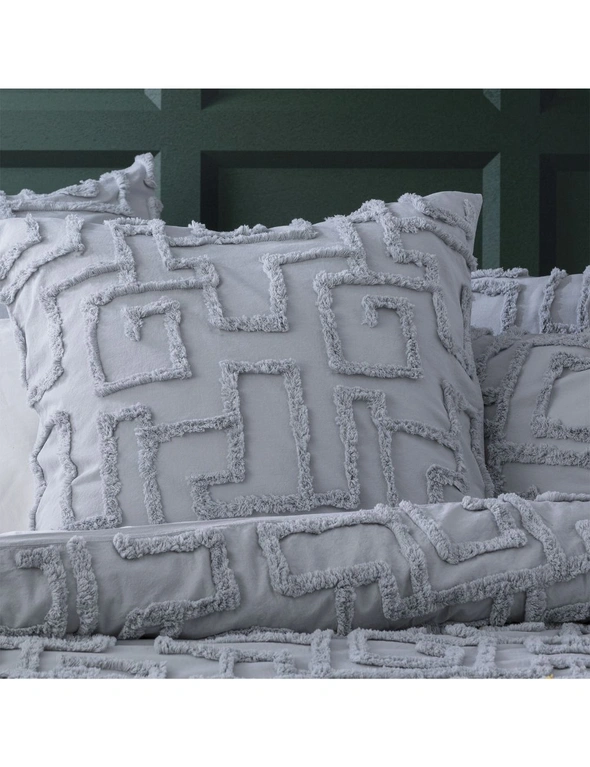 Renee Taylor Riley Vintage Washed Cotton Chenille Tufted Quilt Cover Set Silver, hi-res image number null