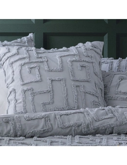 Renee Taylor Riley Vintage Washed Cotton Chenille Tufted Quilt Cover Set Silver